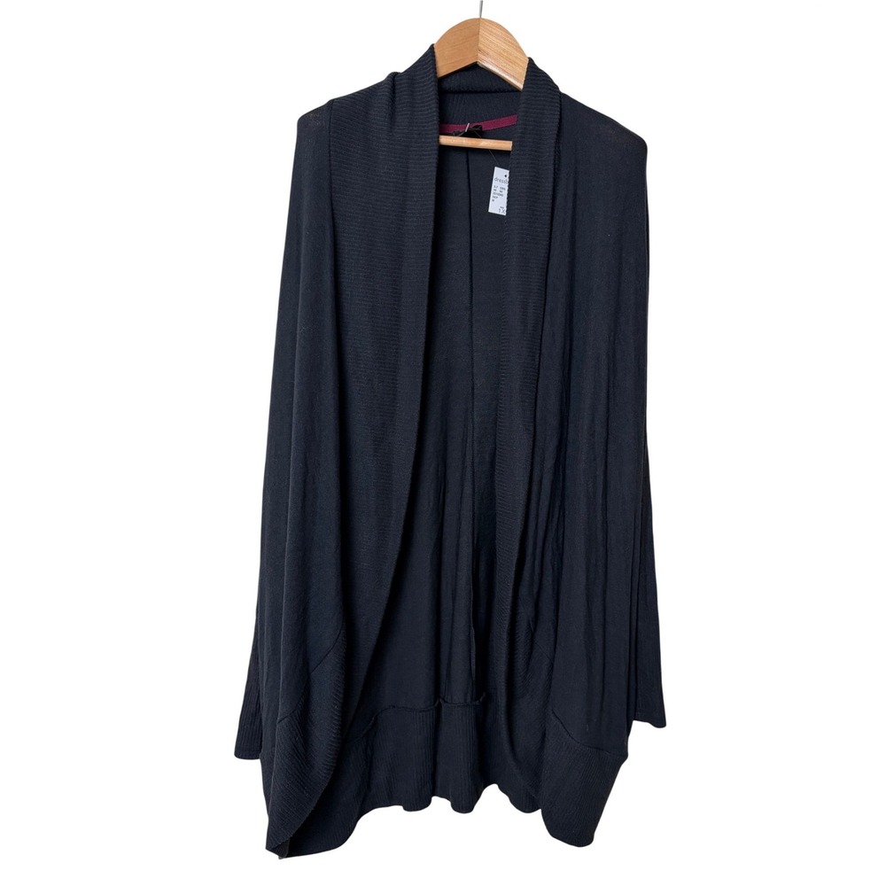 Lane Bryant Sunday Womens Black Open Front Draped Shawl Collar Cardigan 1X‎